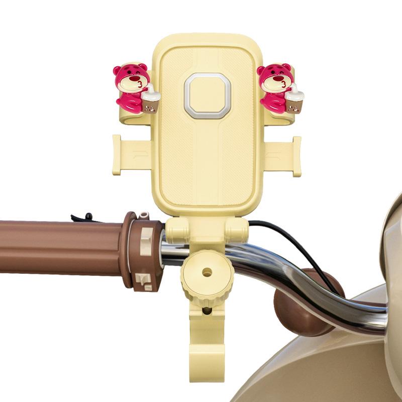 Elektrofahrrad mit niedlicher Cartoon-Handyhalterung und stoßfestem Navigationshaken.