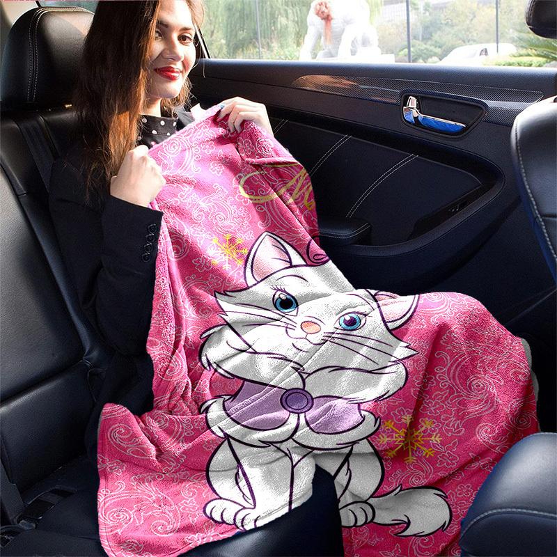 1PC Cute Cartoon Marie Cat Blanket, Seasonal Universal, Home Decoration, Throw, Blankets, Soft Flannel Throw Blanket, Versatile & Cozy for B