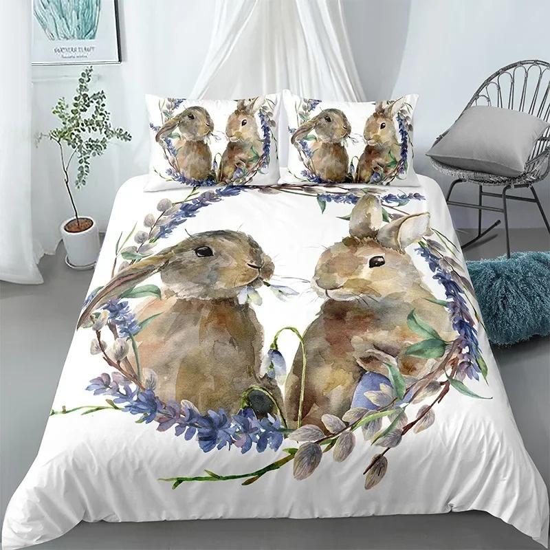 Collezione Biancheria da Letto Cane Coniglio Carino Cartone Animato Nordico King Singolo Twin 90135150 Copriletto 240220 Copripiumino Per Ragazza Ragazzo Bambino Adolescenti Regalo