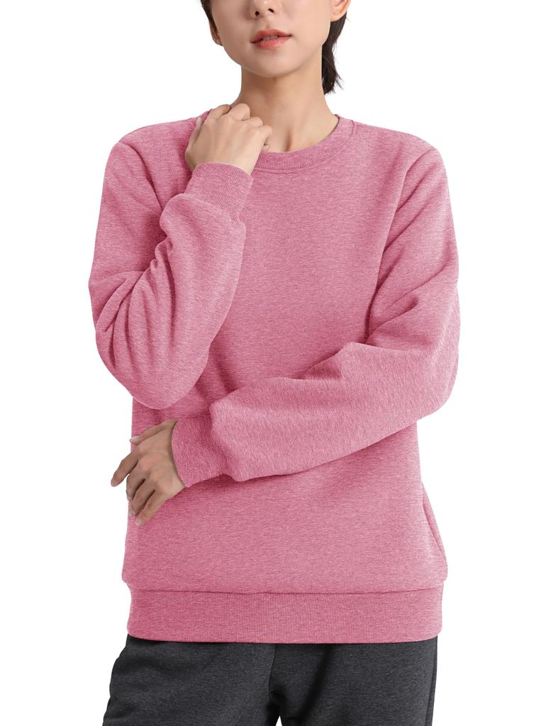 Fleece Lined Loose Fit Thick Autumn Clothes Spring Clothes Cute Long Sleeves Large Size Fleece Travel Loungewear Trekking Tops Sweatshirt Winter Pink