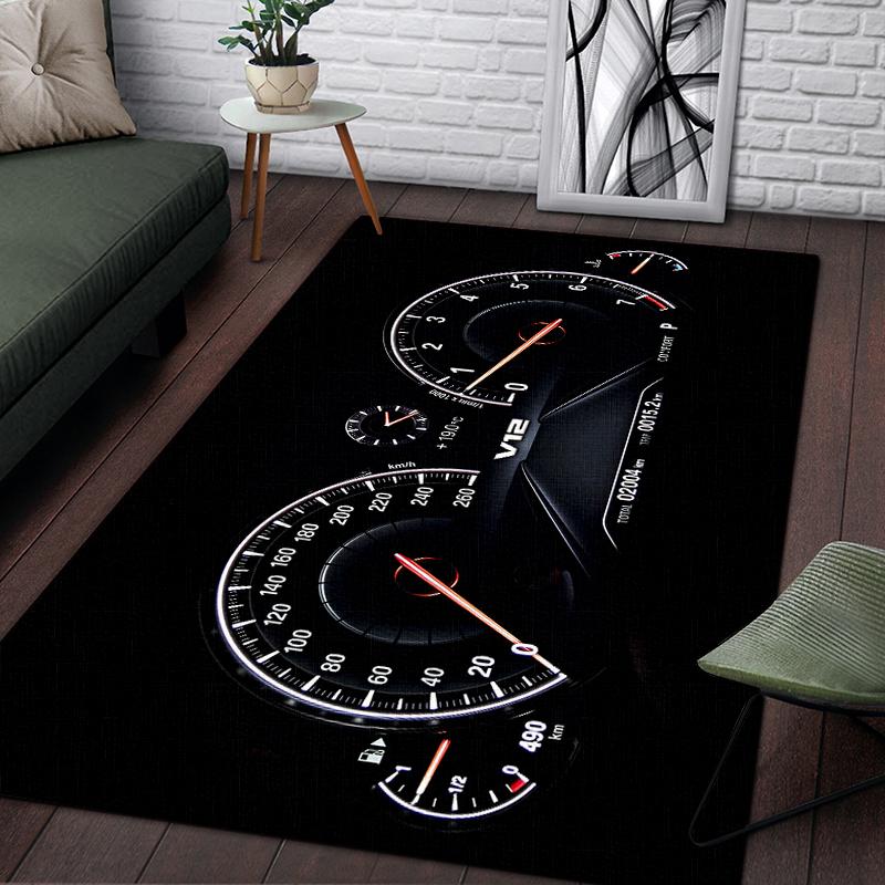 Racing Dashboard Cool Pattern Decorative Square Rug Modern House Living Room Floor Matte Bedroom Carpet Art Poster Mat Fans Gift
