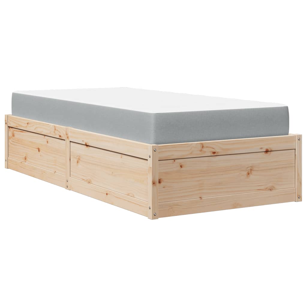 Bed with Mattress 90 X 190 Cm Solid Pine Wood