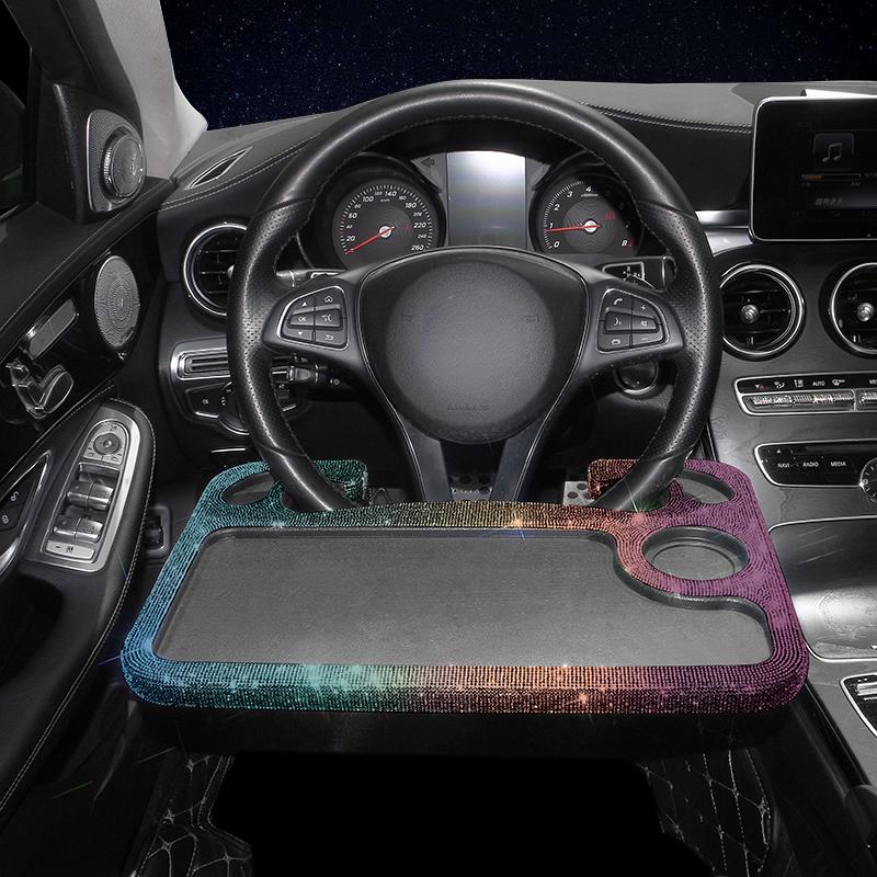 

Bling Car Steering Wheel Desk Table Multi-Function Portable Auto Steering-wheel Tray Table for Notebook Laptop Eating Desk