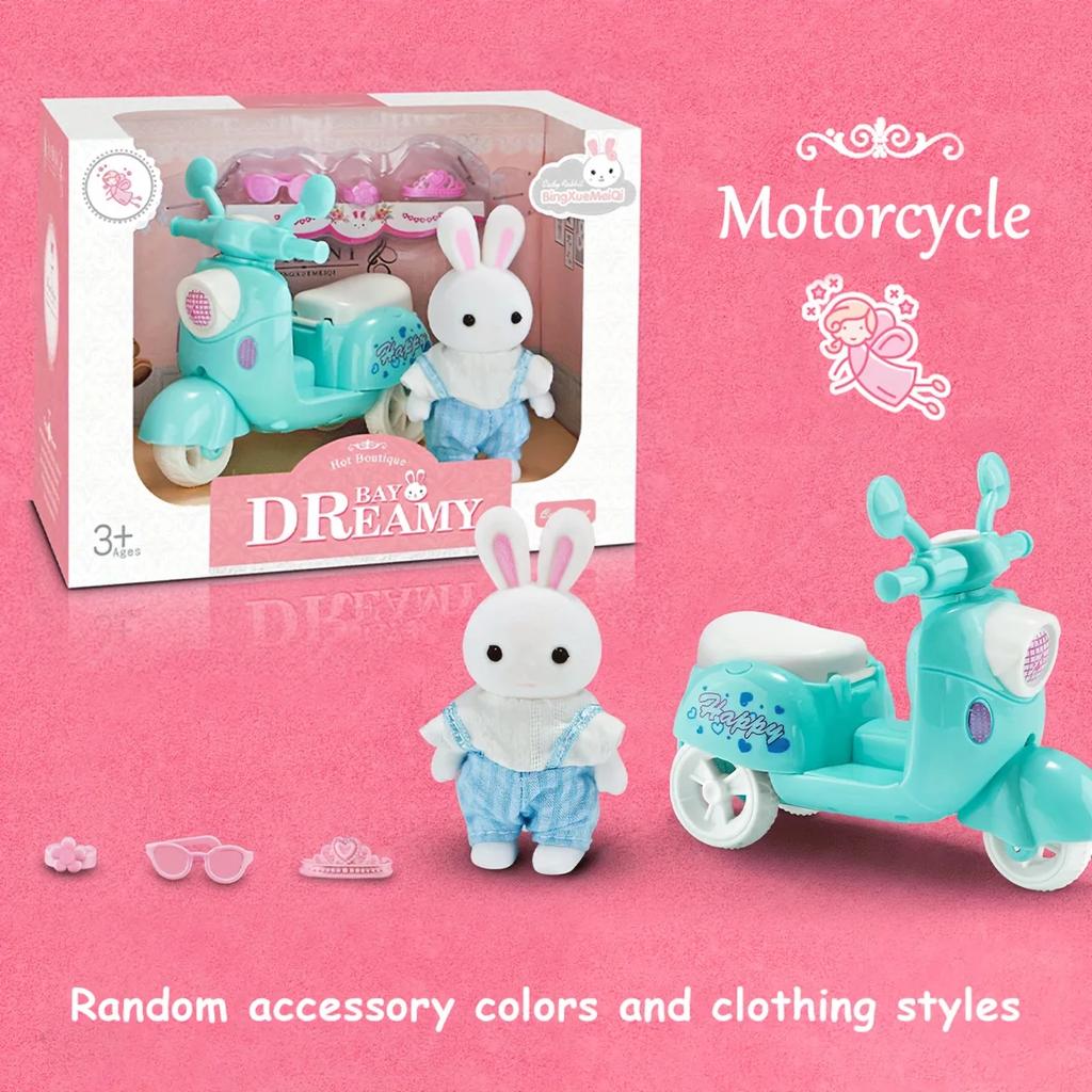 Dollhouse Miniature Furniture Set Rabbit Family Mini Toy House Set Play Game with Diverse Scenes Accessories Birthdays Gifts