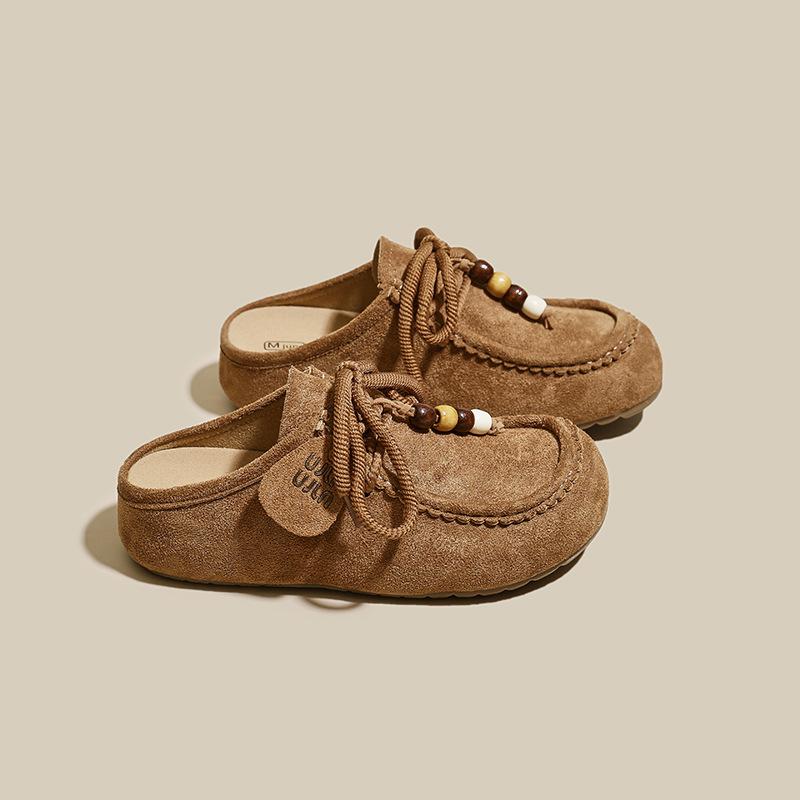 One Pedal Kangaroo Shoes Half Drag Women's Model 2025 New Early Autumn Niche Outside Wear Casual Fashion Versatile Bag Head Drag