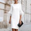 New Style Floral Ruffles Bell Sleeve Slim Fit Dress