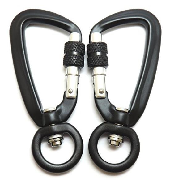 FregocS Carabiner with Screw Convenient Set of 500kgf Black CAAL04sw Swivel, Lock, 2, (5KN), Duralumin, (For Climbing, Mountaineering, Outdoors,