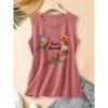 2026 New spring, summer, and autumn women's round-neck design Orange Blossom and Colorful Butterflies Inspirational English Daily Commuting