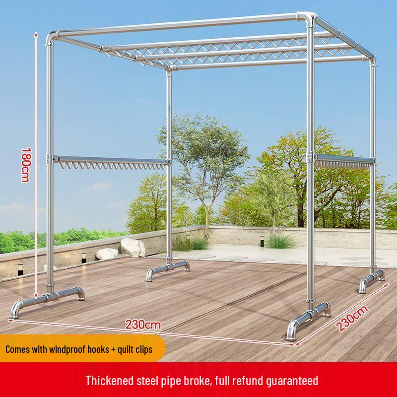 Windproof Galvanized Steel Outdoor Clothes Drying Rack