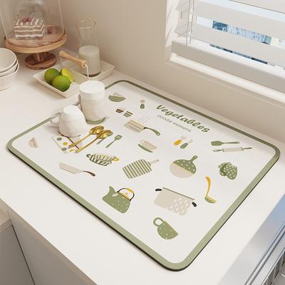 Absorbent Diatomite Dish Drying Mat Quick Dry, Heat Resistant, Non-Slip Kitchen Countertop Protector for Tableware