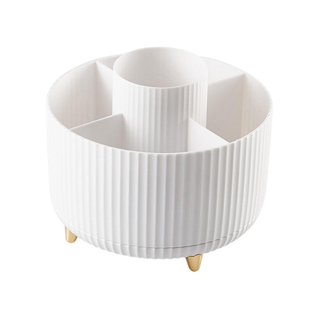 Rotating Makeup Brush Organizer Holder with 5 Compartments Stationery Pen Container Shelf Dressing Table Bedroom