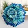 Blue Lotus Flower Mandala Wall Art PrintUmbrella with Cute Design,Portable 3-Fold Compact Umbrella for Men&Women,Valentine's Day Mother's Da