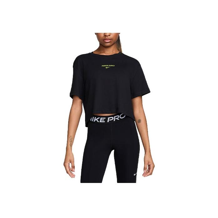 Nike Printed Letter Short Dry-Fit Round Neck Short Sleeve Drop Shoulder T-Shirt Women T-Shirt Black FV4299-010