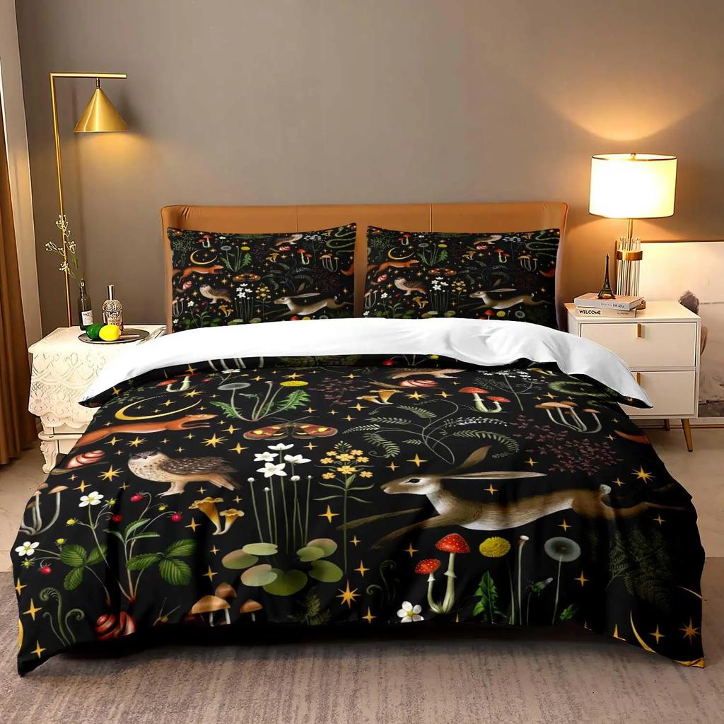 Comforter 3 Pcs Mushroom Bedding Set Butterfly Queen Boys Girls Kids Bedding Star Galaxy Botanical Boho Aesthetic Ultra Soft