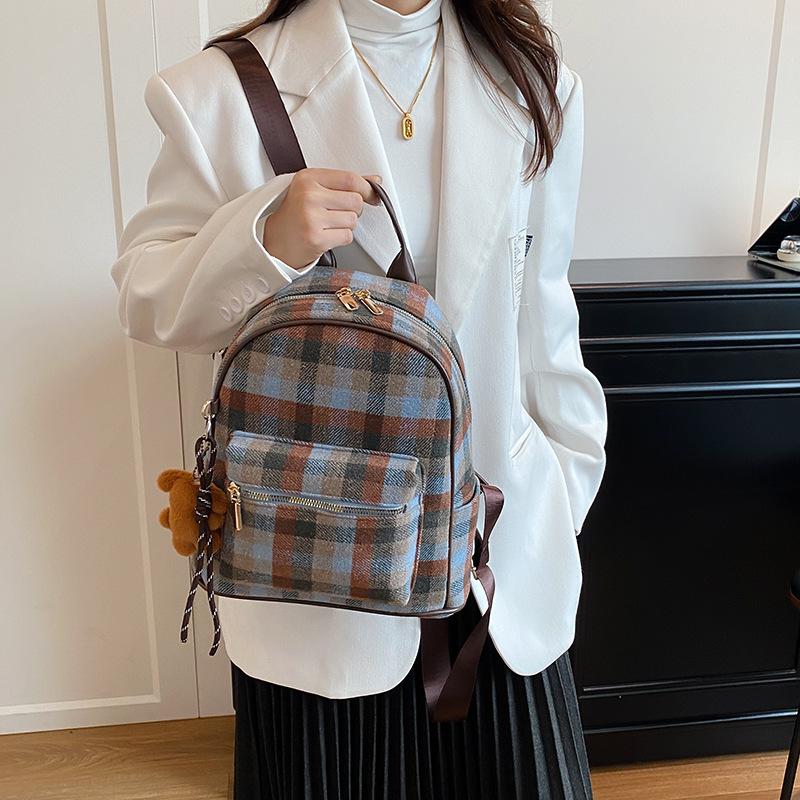 Schoolbag1011 New Fashion Versatile Plaid Women's Backpack Cute Small School Bag Korean Version Multifunctional Mini Small Backpack