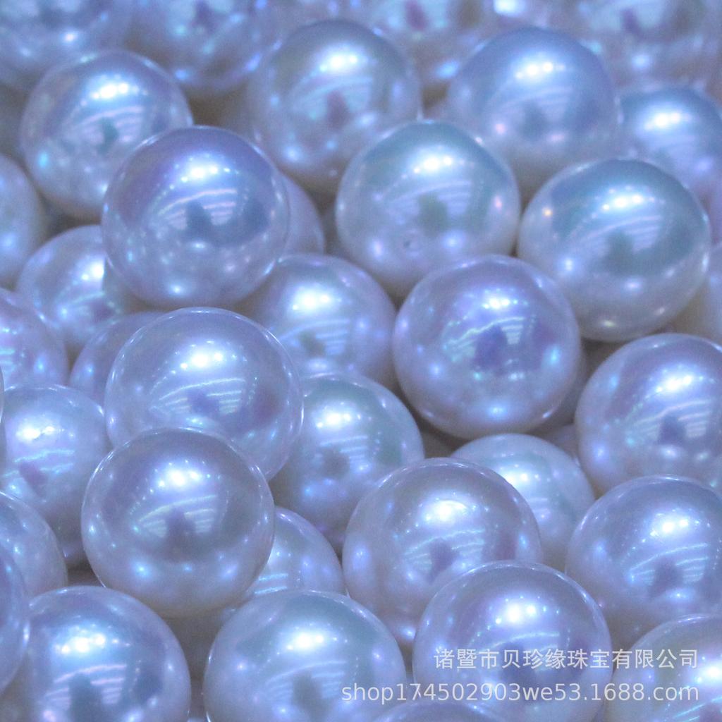 Natural freshwater Edison pearls large white particles round bright light high-quality bare beads loose beads DIY jewelry