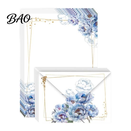 Vintage Letter Stationery 5Pcs Floral Butterfly Paper Envelope Set, Writing with Lined Pages, Kit for Letters, Greeting Messages, Journaling,