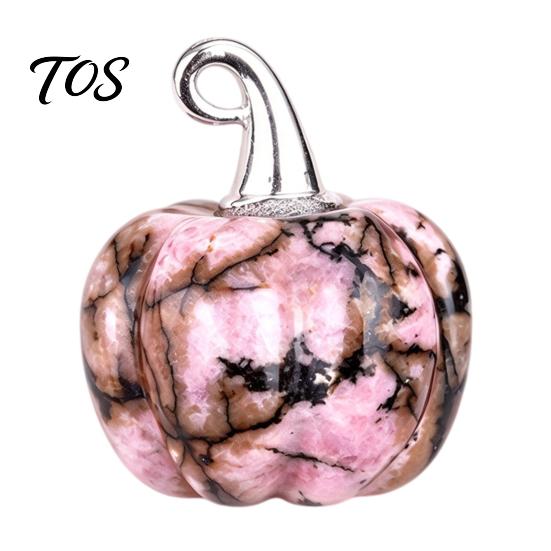 Mini geschnitzte Kürbis-Ornamente Natürlicher Kristall-Anhänger, Stein-Charm mit Mikro-Landschafts-Accessoires Metallhaken, Halloween-Dekoration, Ferienhaus