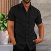 Men Button Down Shirt Short Sleeve Turndown Collar Shirt Summer Beach Shirt with Chest Pocket for Street Tropical Vacation Holiday