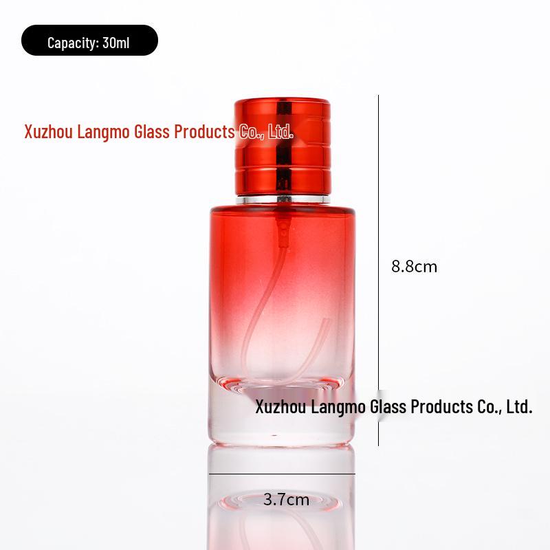 Gradient Glass Cylindrical Perfume Bottle with Spray, Portable & Multi-style Colors