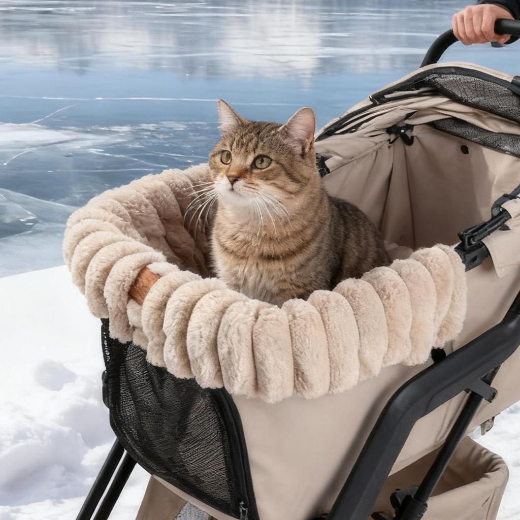 Dog Stroller Cushion Washable Plush Warm Blanket Magnetic Buckle Stroller Cushion For Dogs For Outdoor Indoor Travel Cats Puppy