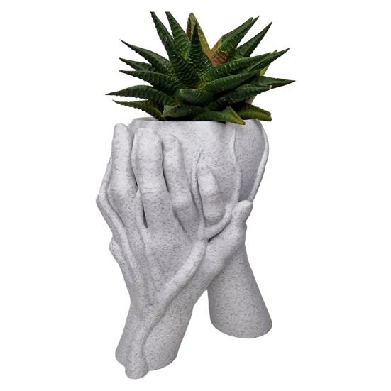 Hand in Hand Shape Flowerpot Synthetic Resin Marble Texture Plant Pot Home Decoration Household Balcony Garden Decor