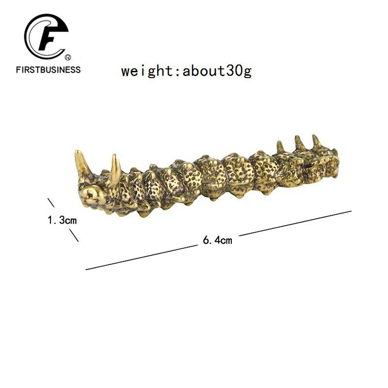 Soild Brass Caterpillar Figurines Miniatures Desktop Ornament Tricky Spoof Insect Toy Retro Animal Small Statue Craft Collection