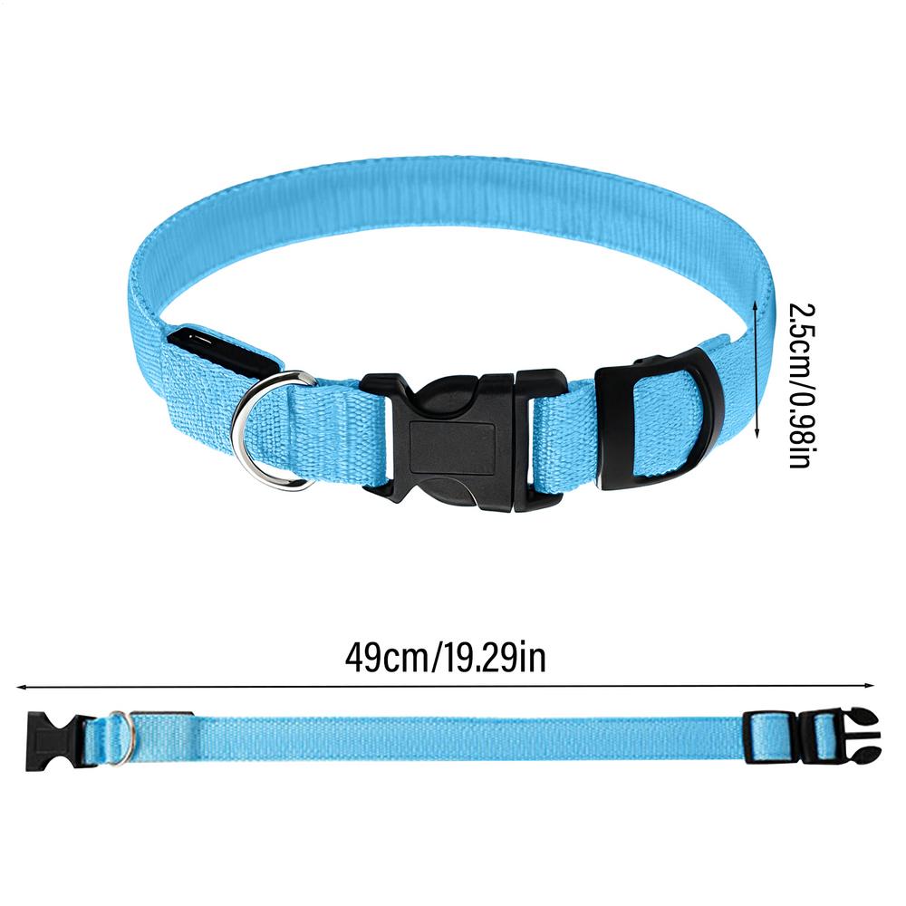 

Light up Dog Collar Reflective Pet Neck Collar with Light Pet Accessories for Nighttime Walking and Preventing Loss синий