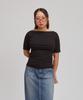 SALON DE YOHN Boat Neck Short Sleeve T_ Black