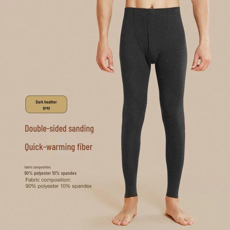 

Men s Slim-Fit Thermal Pants - Autumn/Winter Warm Base Layer with Velvet 2XL темно-серого