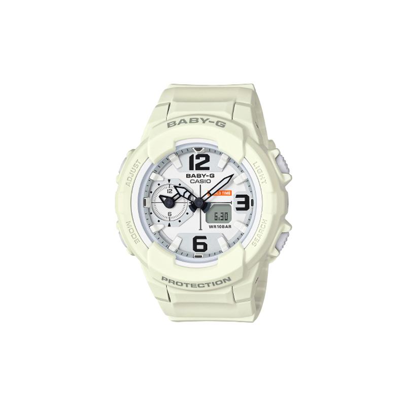 

Casio CASIOBABY-G series military style design, fashionable, handsome and cool, waterproof and shockproof movement, quartz movement, resin BGA-230-7B2 белый