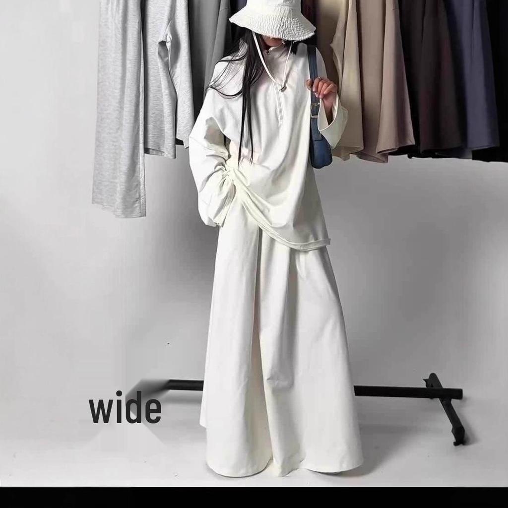 2025 Women's Casual Loose Drapey Half-Zip Top & Skirt Two-Piece Set