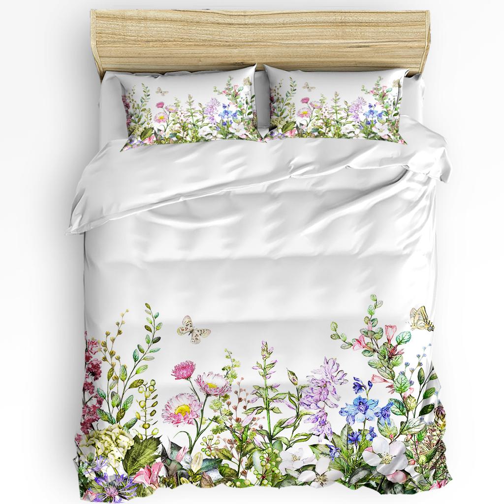Wild Flower Eucalyptus Sunflower Plant Lavender 3pcs Bedding Set For Double Bed Home Textile Duvet Cover Quilt Cover Pillowcase