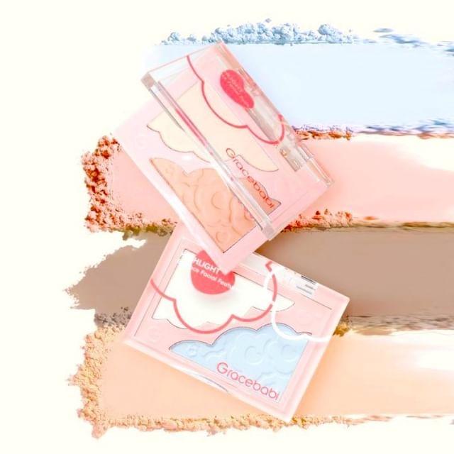 Gracebabi - 2 Color Highlighter Palette - 3 Colors #02 Peach - 8g