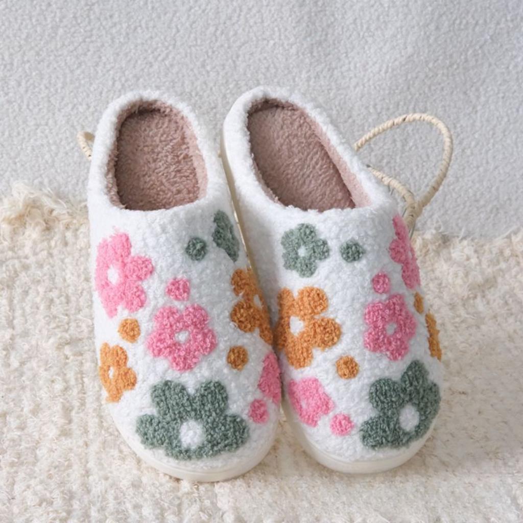 Pantofole in Cotone Floreali, Pantofole Peluche, Ricamo, Pantofole da Casa, da Uomo e da Donna, Pantofole da Coppia, Pantofole Calde, Pantofole Spesse