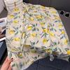 New Fashion Lemon Tree Floral Viscose Soft Scarf Boho Chic Thin Fringe Shawl Women Perfect for Travel & Casual Muslim Hijab