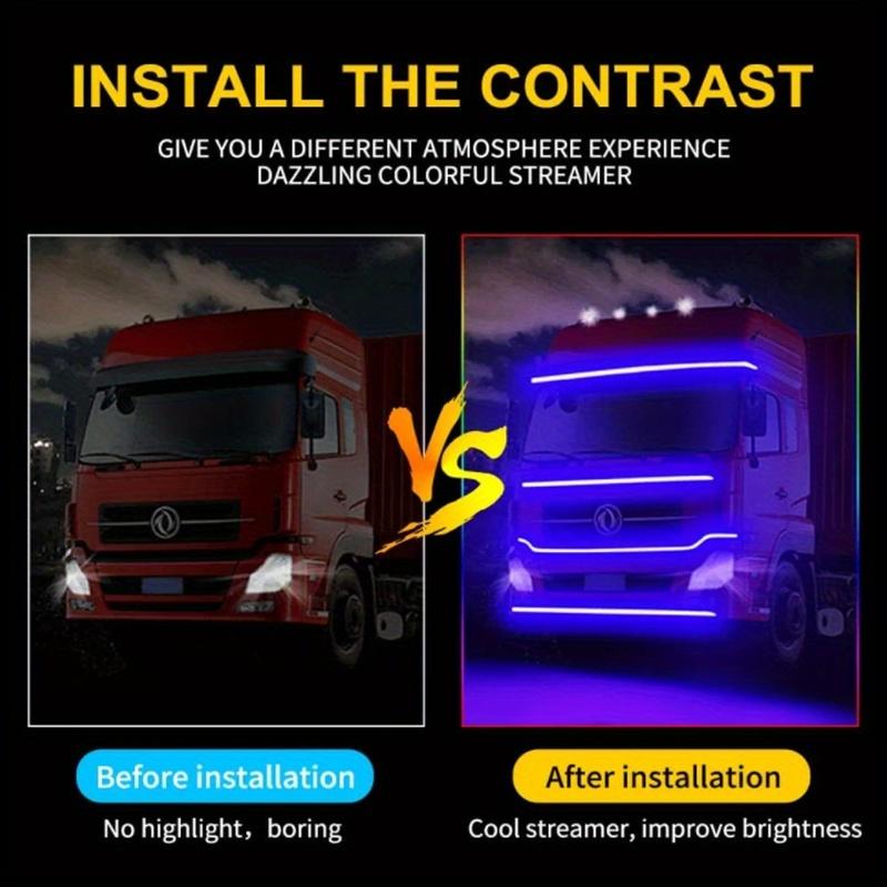 RGB LED Strip Lights for Trucks Operating on 24V an Ambient Lighting Kit for Vehicles Designed for Driving Truck Flashing Light