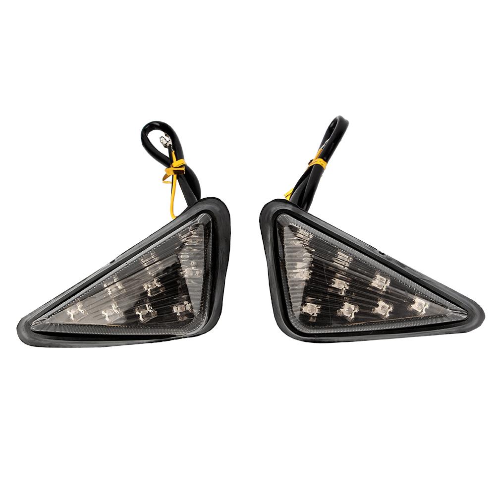 2x Motorcycle 12V Euro Triangle Flush Mount Turn Signal Smoke Amber LED Light AP