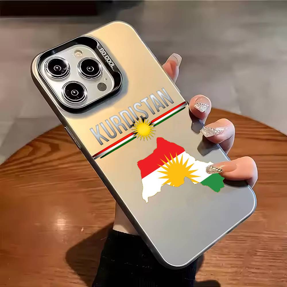 

Kurdistan Flag Cool Phone Case For iPhone 17 16 15 14 13 12 11 Pro Max Plus Silver candy Matte Cover iPhone16pro