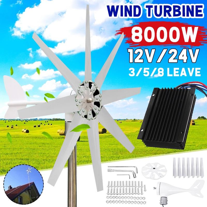 12 / 24V 8000W Wind Generator With Charge Controller Windmill Energy Turbines Wind Turbine Energy Wind Turbines Generator