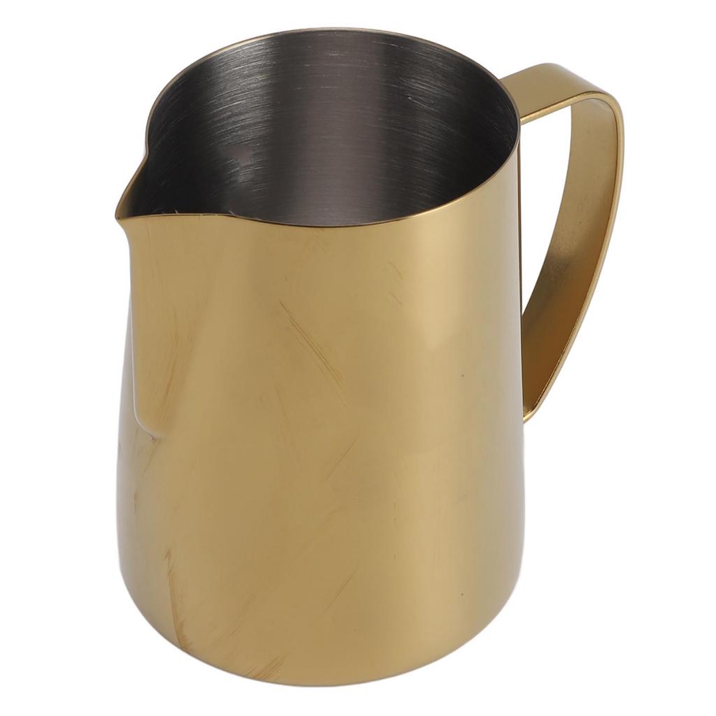 Milk Frothing Pitcher 304 Stainless Steel Coffee Steaming Pitcher Multipurpose Coffee Milk Cup for Home Golden 600ml