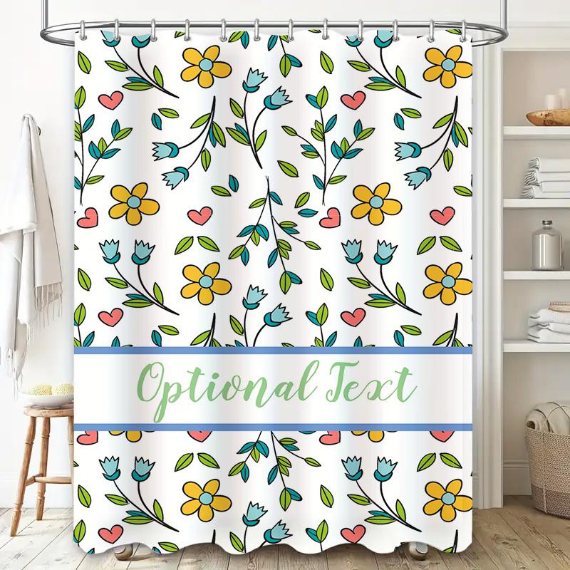 Floral Shower Curtain With Text Ideal For Bathroom Decor