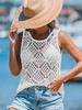 Women's Lightweight Crochet Tank Top Sleeveless Scoop Neck Hollow Out Beach Cover Up