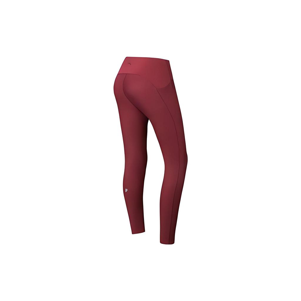 Anta Training Series Solid Color Mid Waist Straight Leg Nine Point Sports Pants Women Pants Hawthorn-Red 162357318-2