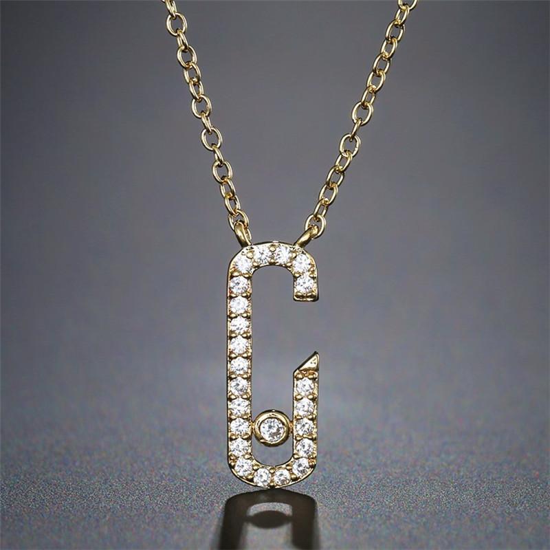 

Креативная скрепка Двусторонняя квадратная подвеска Ожерелье для женщин Одиночный циркон Двойная булавка Геометрические ожерелья Циркон Подарки