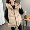 Autumn Winter Women's Vest Jacket Down Cotton Vest All-match Hooded  Sleeveless Loose Female Waistcoat Outwear Tops