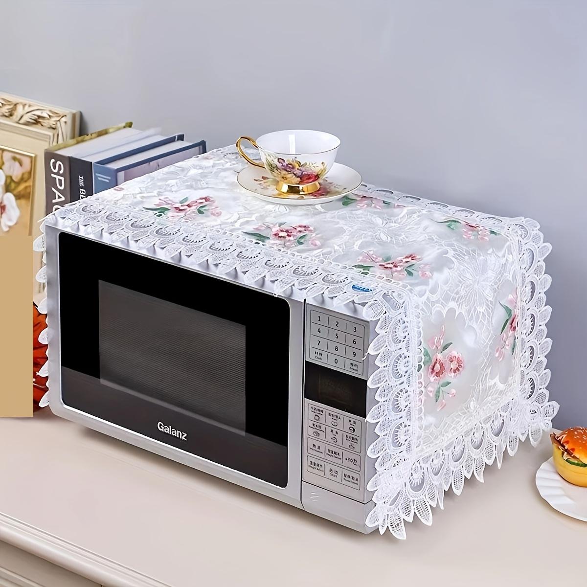 

1 шт. Кружевная накидка для микроволновой печи в европейском стиле, Пылезащитный протектор для бытовой техники из полиэстера с цветочным дизайном, Батарейки не требуются, Крышка для еды в микроволновой печи