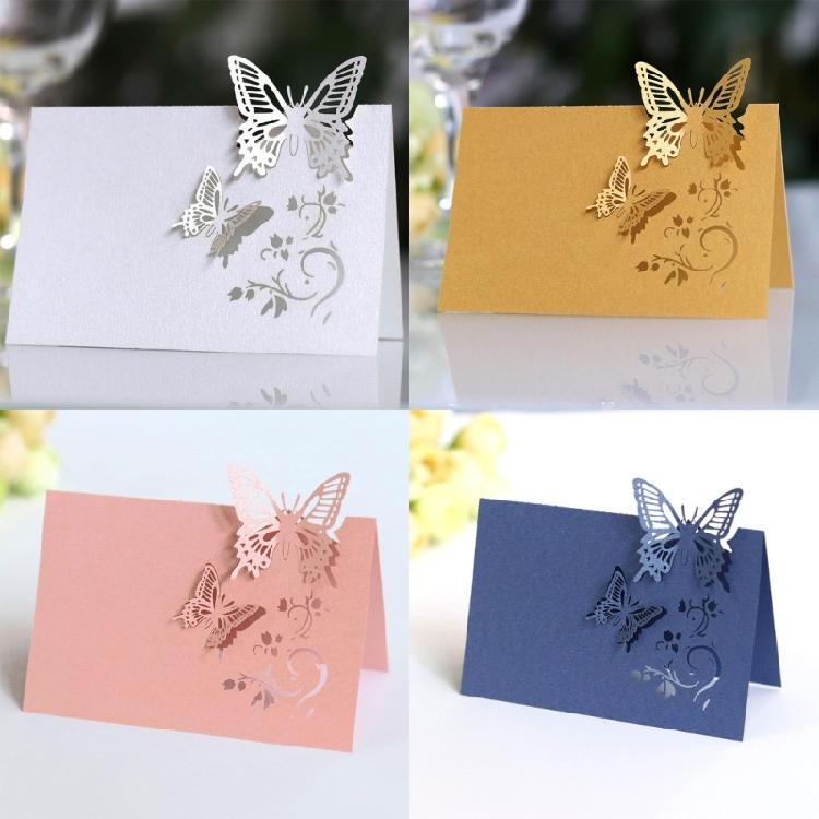 Wedding Name Cards 100PCs Hollow Butterfly Cut Design Card for Weddings Banquets