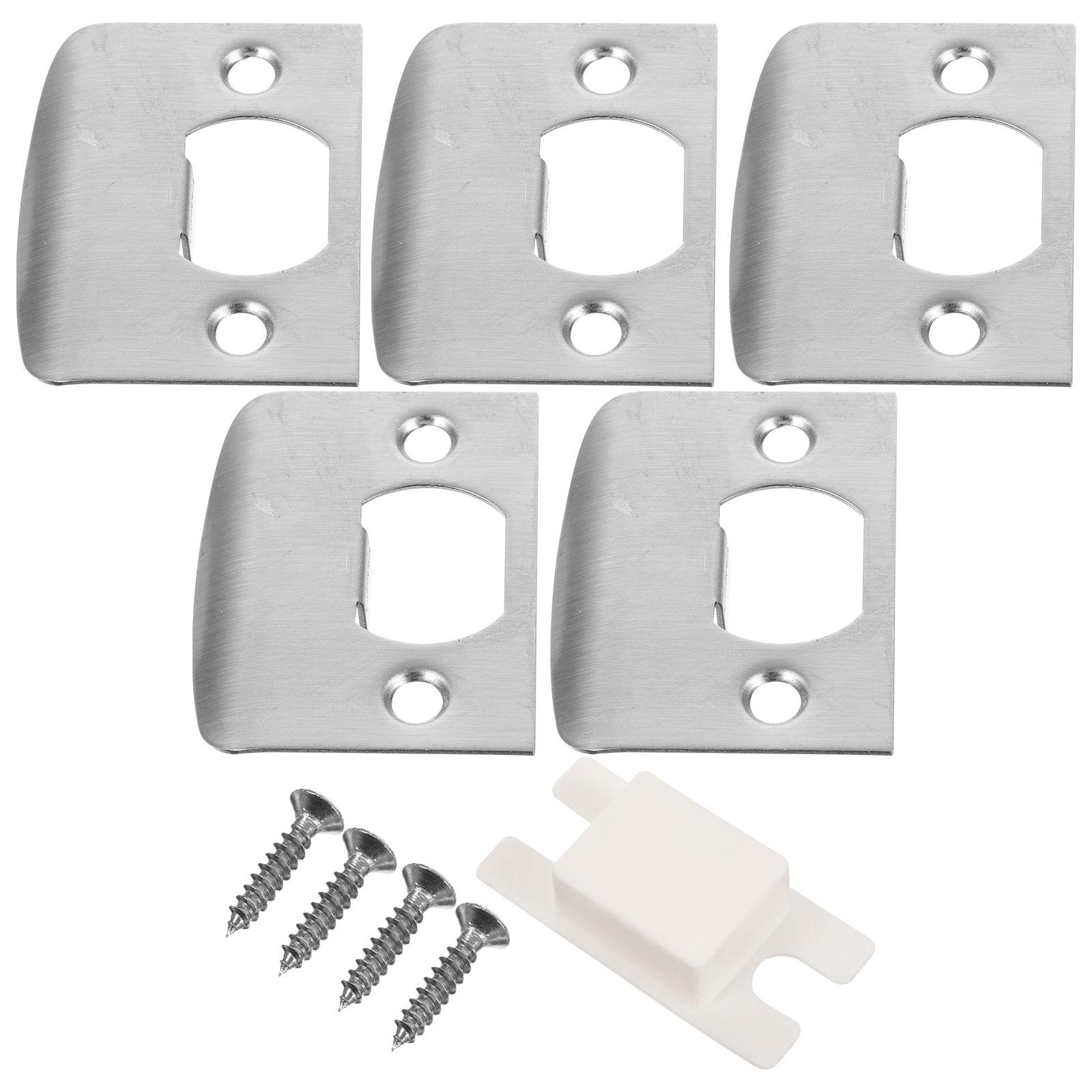 4 Sets Stainless Steel Door Strike Plate For Lock Guide Plate Cover Front Door Reinforcement With Screws Deadbolt Cover Door 5.60X4.50X0.20CM