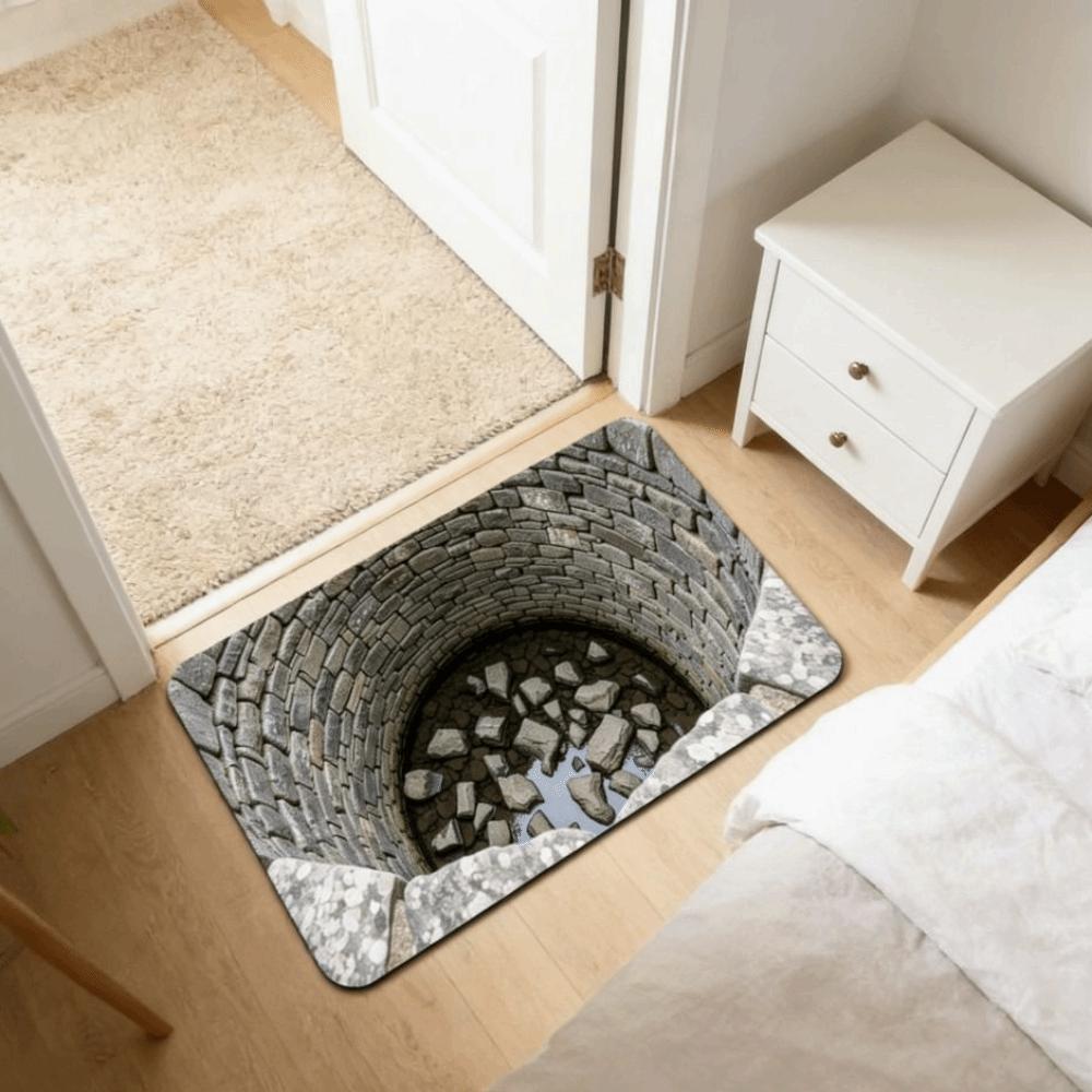 Non-slip Bathroom Carpet 3D Flat Bedroom Door Rug Creativity Optical Illusion Doormat  Home Decor